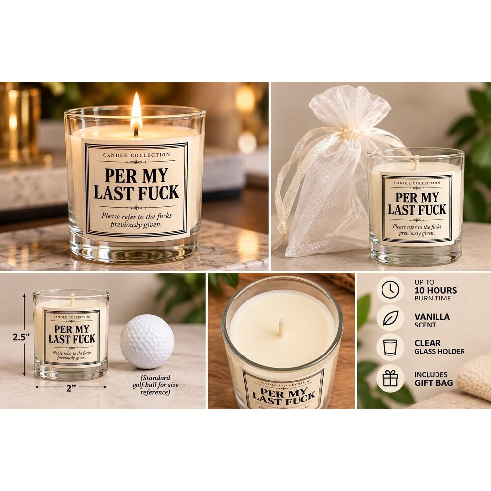 Per My Last F*ck Vanilla Scented Candle Glass Vase with Gift Bag - Picture 2 of 5